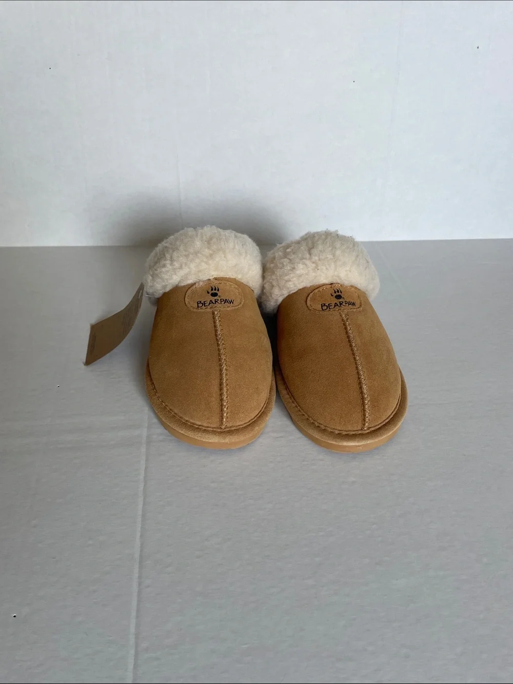 BearPaw Men's Chestnut Suede Shearling-Lined Slip-Ons